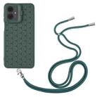 For Motorola Moto G14 Honeycomb Radiating Holder TPU Phone Case with Lanyard(Green) - 3