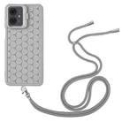 For Motorola Moto G14 Honeycomb Radiating Holder TPU Phone Case with Lanyard(Grey) - 3