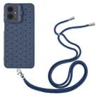 For Motorola Moto G14 Honeycomb Radiating Holder TPU Phone Case with Lanyard(Blue) - 3