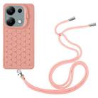 For Xiaomi Redmi Note 13 Pro 4G Honeycomb Radiating Holder TPU Phone Case with Lanyard(Pink) - 3