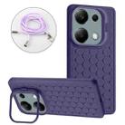 For Xiaomi Redmi Note 13 Pro 4G Honeycomb Radiating Holder TPU Phone Case with Lanyard(Purple) - 1