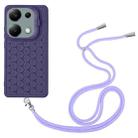 For Xiaomi Redmi Note 13 Pro 4G Honeycomb Radiating Holder TPU Phone Case with Lanyard(Purple) - 3