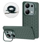 For Xiaomi Redmi Note 13 Pro 4G Honeycomb Radiating Holder TPU Phone Case with Lanyard(Green) - 1