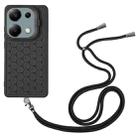 For Xiaomi Redmi Note 13 Pro 4G Honeycomb Radiating Holder TPU Phone Case with Lanyard(Black) - 3