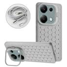 For Xiaomi Redmi Note 13 Pro 4G Honeycomb Radiating Holder TPU Phone Case with Lanyard(Grey) - 1