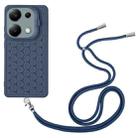 For Xiaomi Redmi Note 13 Pro 4G Honeycomb Radiating Holder TPU Phone Case with Lanyard(Blue) - 3