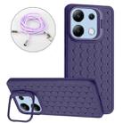 For Xiaomi Redmi Note 13 4G Honeycomb Radiating Holder TPU Phone Case with Lanyard(Purple) - 1