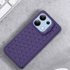 For Xiaomi Redmi Note 13 4G Honeycomb Radiating Holder TPU Phone Case with Lanyard(Purple) - 2