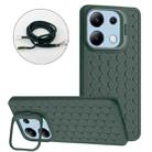 For Xiaomi Redmi Note 13 4G Honeycomb Radiating Holder TPU Phone Case with Lanyard(Green) - 1