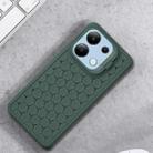 For Xiaomi Redmi Note 13 4G Honeycomb Radiating Holder TPU Phone Case with Lanyard(Green) - 2