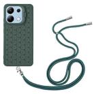 For Xiaomi Redmi Note 13 4G Honeycomb Radiating Holder TPU Phone Case with Lanyard(Green) - 3