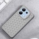 For Xiaomi Redmi Note 13 4G Honeycomb Radiating Holder TPU Phone Case with Lanyard(Grey) - 2