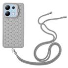 For Xiaomi Redmi Note 13 4G Honeycomb Radiating Holder TPU Phone Case with Lanyard(Grey) - 3