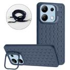 For Xiaomi Redmi Note 13 4G Honeycomb Radiating Holder TPU Phone Case with Lanyard(Blue) - 1