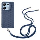 For Xiaomi Redmi Note 13 4G Honeycomb Radiating Holder TPU Phone Case with Lanyard(Blue) - 3