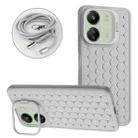 For Xiaomi Redmi 13C Honeycomb Radiating Holder TPU Phone Case with Lanyard(Grey) - 1