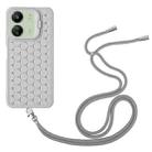 For Xiaomi Redmi 13C Honeycomb Radiating Holder TPU Phone Case with Lanyard(Grey) - 3