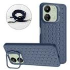 For Xiaomi Redmi 13C Honeycomb Radiating Holder TPU Phone Case with Lanyard(Blue) - 1