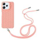 For Xiaomi Redmi 12 4G Honeycomb Radiating Holder TPU Phone Case with Lanyard(Pink) - 3