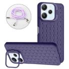 For Xiaomi Redmi 12 4G Honeycomb Radiating Holder TPU Phone Case with Lanyard(Purple) - 1