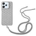 For Xiaomi Redmi 12 4G Honeycomb Radiating Holder TPU Phone Case with Lanyard(Grey) - 3