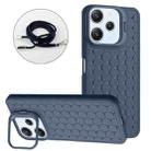 For Xiaomi Redmi 12 4G Honeycomb Radiating Holder TPU Phone Case with Lanyard(Blue) - 1