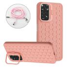 For Xiaomi Redmi Note 12 Pro 4G Honeycomb Radiating Holder TPU Phone Case with Lanyard(Pink) - 1