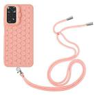 For Xiaomi Redmi Note 12 Pro 4G Honeycomb Radiating Holder TPU Phone Case with Lanyard(Pink) - 3