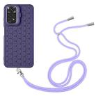 For Xiaomi Redmi Note 12 Pro 4G Honeycomb Radiating Holder TPU Phone Case with Lanyard(Purple) - 3
