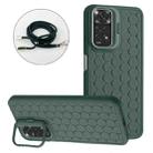 For Xiaomi Redmi Note 12 Pro 4G Honeycomb Radiating Holder TPU Phone Case with Lanyard(Green) - 1