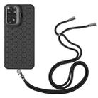 For Xiaomi Redmi Note 12 Pro 4G Honeycomb Radiating Holder TPU Phone Case with Lanyard(Black) - 3