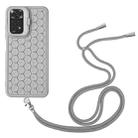 For Xiaomi Redmi Note 12 Pro 4G Honeycomb Radiating Holder TPU Phone Case with Lanyard(Grey) - 3