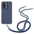 For Xiaomi Redmi Note 12 Pro 4G Honeycomb Radiating Holder TPU Phone Case with Lanyard(Blue) - 3