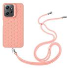 For Xiaomi Redmi Note 12 4G Global Honeycomb Radiating Holder TPU Phone Case with Lanyard(Pink) - 3