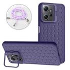 For Xiaomi Redmi Note 12 4G Global Honeycomb Radiating Holder TPU Phone Case with Lanyard(Purple) - 1