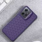 For Xiaomi Redmi Note 12 4G Global Honeycomb Radiating Holder TPU Phone Case with Lanyard(Purple) - 2