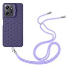 For Xiaomi Redmi Note 12 4G Global Honeycomb Radiating Holder TPU Phone Case with Lanyard(Purple) - 3