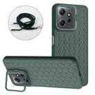 For Xiaomi Redmi Note 12 4G Global Honeycomb Radiating Holder TPU Phone Case with Lanyard(Green) - 1