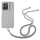 For Xiaomi Redmi Note 12 4G Global Honeycomb Radiating Holder TPU Phone Case with Lanyard(Grey) - 3