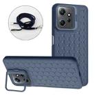 For Xiaomi Redmi Note 12 4G Global Honeycomb Radiating Holder TPU Phone Case with Lanyard(Blue) - 1