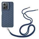 For Xiaomi Redmi Note 12 4G Global Honeycomb Radiating Holder TPU Phone Case with Lanyard(Blue) - 3