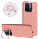 For Xiaomi Redmi 12C Honeycomb Radiating Holder TPU Phone Case with Lanyard(Pink) - 1