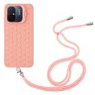 For Xiaomi Redmi 12C Honeycomb Radiating Holder TPU Phone Case with Lanyard(Pink) - 3