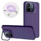 For Xiaomi Redmi 12C Honeycomb Radiating Holder TPU Phone Case with Lanyard(Purple) - 1