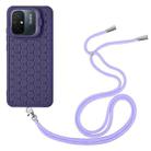 For Xiaomi Redmi 12C Honeycomb Radiating Holder TPU Phone Case with Lanyard(Purple) - 3