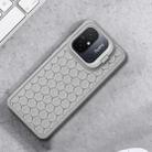 For Xiaomi Redmi 12C Honeycomb Radiating Holder TPU Phone Case with Lanyard(Grey) - 2