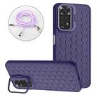 For Xiaomi Redmi Note 11 Global Honeycomb Radiating Holder TPU Phone Case with Lanyard(Purple) - 1