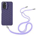 For Xiaomi Redmi Note 11 Global Honeycomb Radiating Holder TPU Phone Case with Lanyard(Purple) - 3