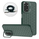 For Xiaomi Redmi Note 11 Global Honeycomb Radiating Holder TPU Phone Case with Lanyard(Green) - 1