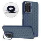 For Xiaomi Redmi Note 11 Global Honeycomb Radiating Holder TPU Phone Case with Lanyard(Blue) - 1